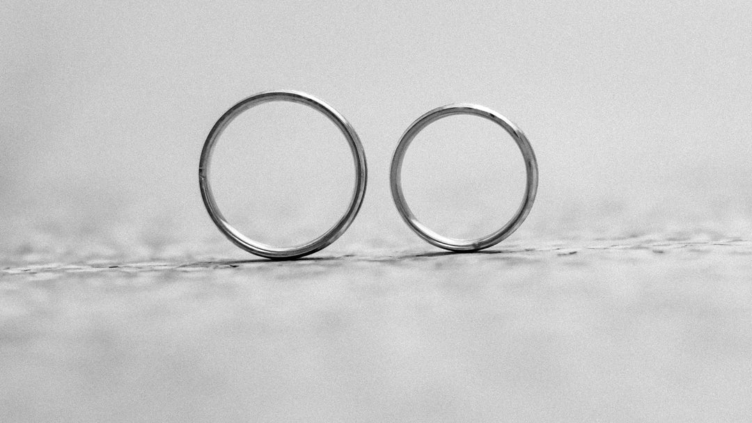 Tungsten vs ceramic ring comparison — minimalist black and white wedding bands — FoundryCut