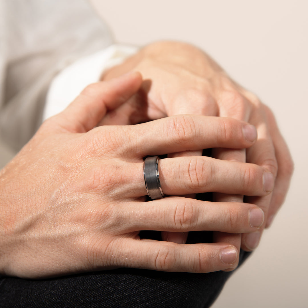 Silver-Tungsten-Ring-Hand-Model-Photo