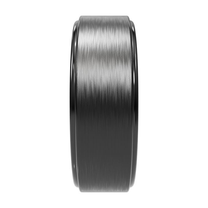 Monolith tungsten wedding band — black matte surface texture