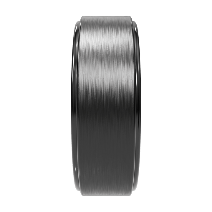 Monolith tungsten wedding band — black matte surface texture